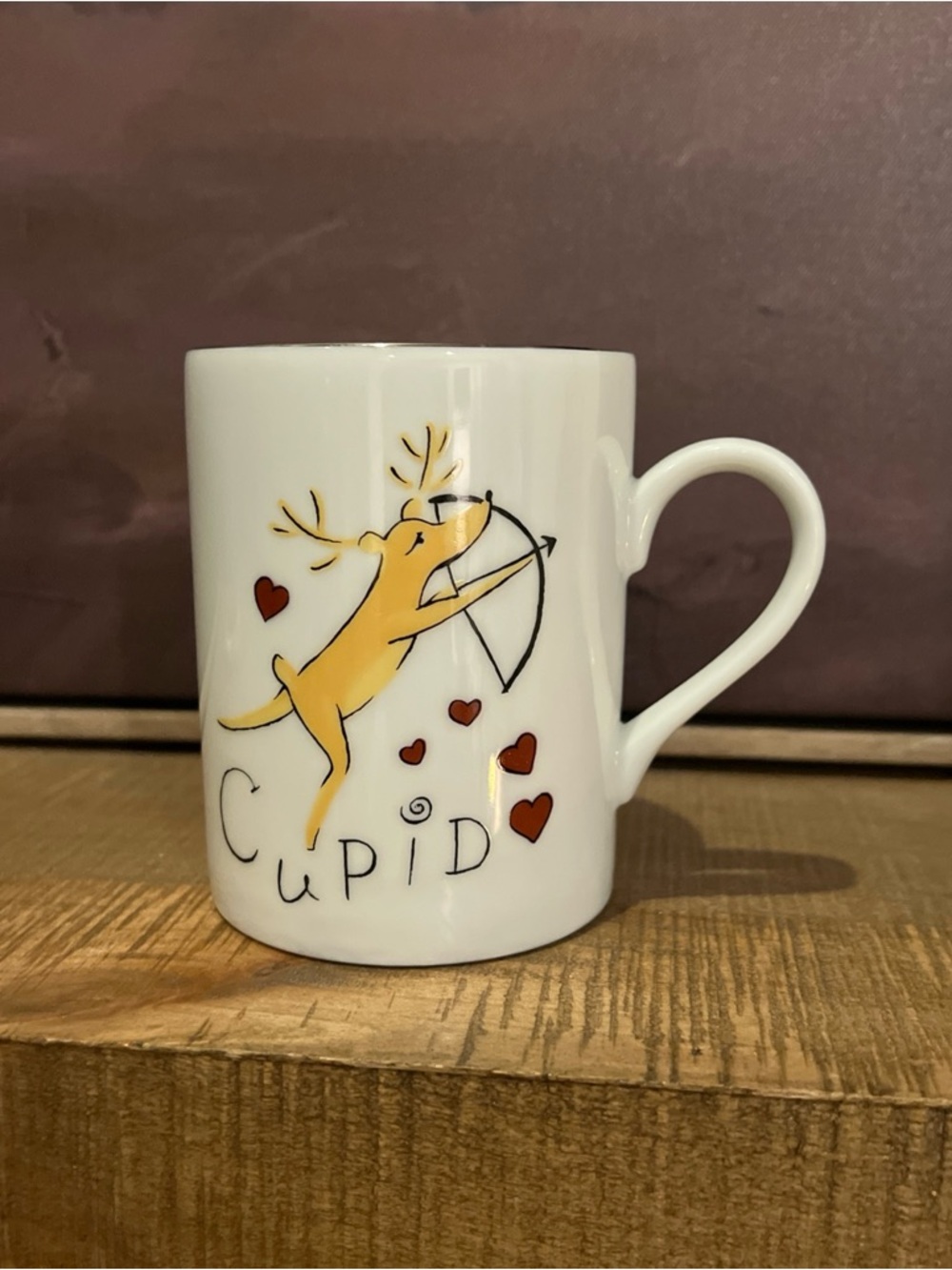 Pottery Barn REINDEER - CUPID 12oz Mug Cup Porcelain Japan Christmas VGUC